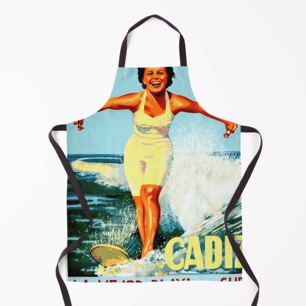 Item preview, Vintage Cádiz Travel Poster | 1955 Water Skiing Art | Mid-Century Modern Decor & Retro Beach Vacation | Summer Holiday Print designed and sold by artofuniverse.