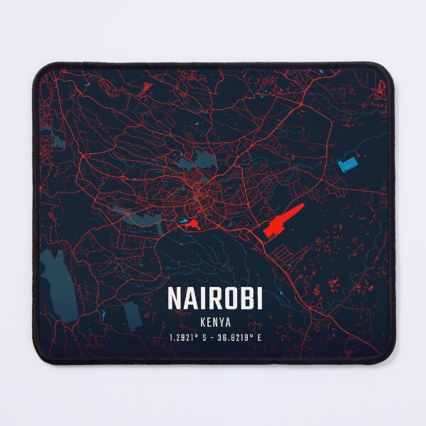 Item preview, Nairobi Red & Blue Minimalist Map designed and sold by HomeLivingCo.