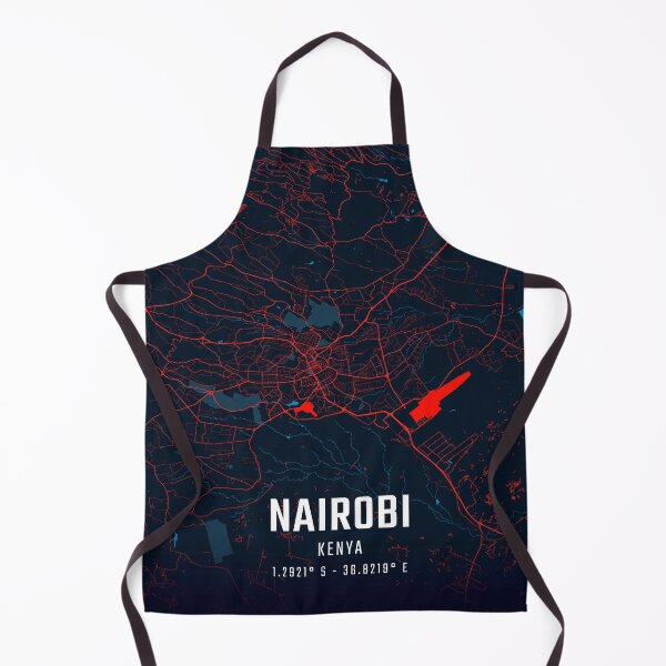 Item preview, Nairobi Red & Blue Minimalist Map designed and sold by HomeLivingCo.
