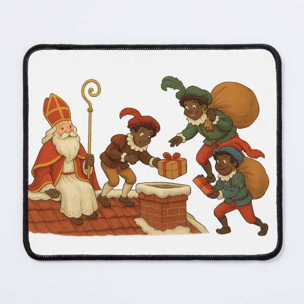 Item preview, Sinterklaas op het Dak – Warme Winter Illustratie met Pakjes designed and sold by snoezelstudio.