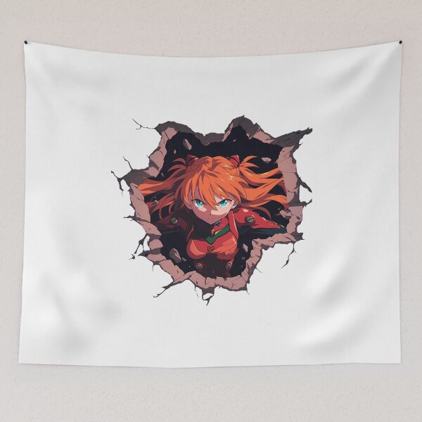 Item preview, Asuka Langley Soryu Neon Genesis Evangelion Anime Girl Peeking Red Suit designed and sold by TorbenKuhano.