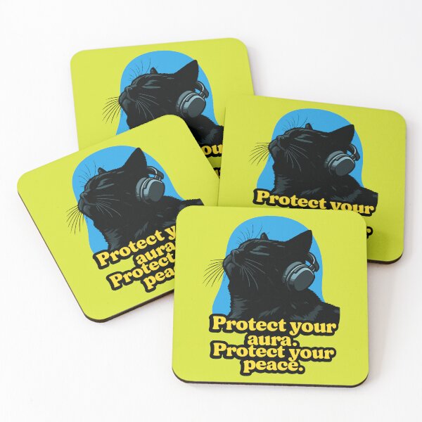 Item preview, Chill Black Cat Headphones – Protect Your Aura Protect Your Peace Retro Design designed and sold by Minimum-Rage.