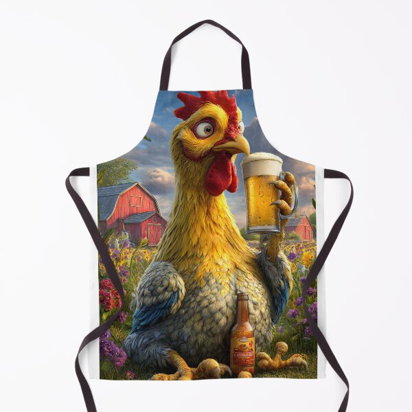 Item preview, Whimsical Chicken Enjoying Beer in a Flower Field designed and sold by Artessie.