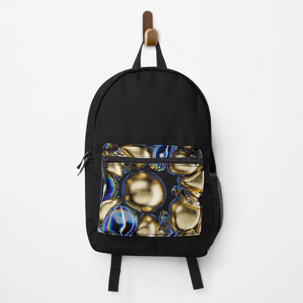 Item preview, 3d render, abstract holographic, glowing gold square shape composition. Neon light Illuminated. Futuristic design, visual boubble trend. designed and sold by Bubble double.
