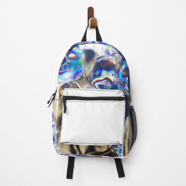 Item preview, 3d render, abstract colorful glowing, holographic backdrop. Gold shapes, inflating composition. Illuminated with neon light. Futuristic design, visual trend. designed and sold by Bubble double.