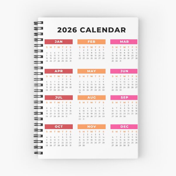 Item preview, Minimal 2026 Calendar – Red Orange Pink on White designed and sold by EmeraldeaDesign.