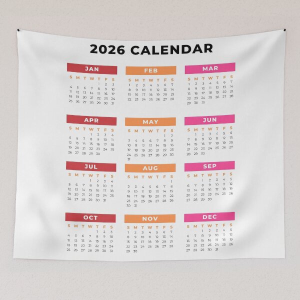 Item preview, Minimal 2026 Calendar – Red Orange Pink on White designed and sold by EmeraldeaDesign.