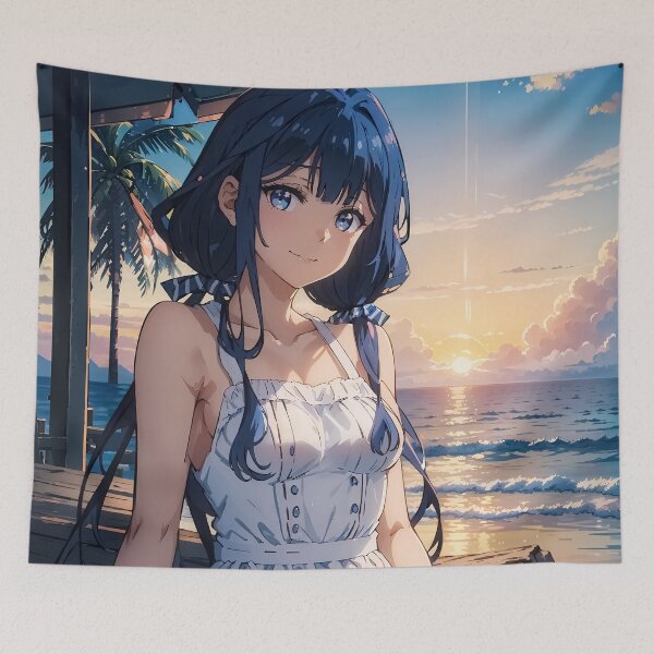 Item preview, Aki Adagaki White Dress Sunset Masamune kun Revenge Anime designed and sold by TorbenKuhano.