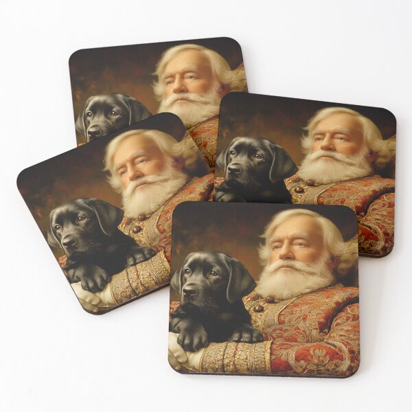 Item preview, Santa Claus with Black Labrador Puppy designed and sold by PetsArt.