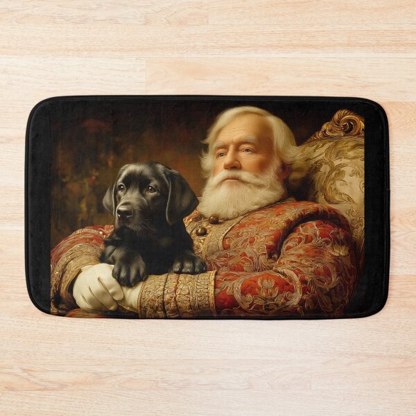 Item preview, Santa Claus with Black Labrador Puppy designed and sold by PetsArt.