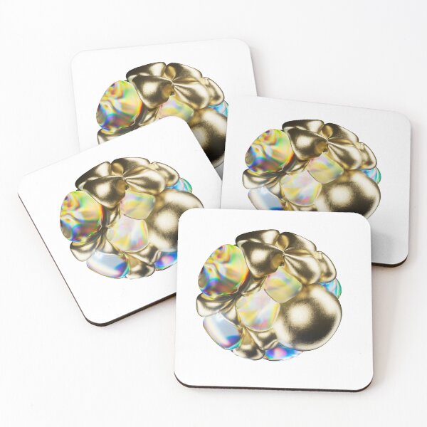 Item preview, 3d render abstract boubble. Colorful glowing gold round shape isolated on black. Inflating circle composition. Neon light Illuminated. Futuristic technology design. Visual trend designed and sold by Bubble double.