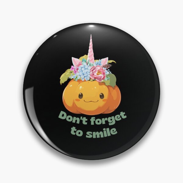 Item preview, Funny unicorn Pumpkin with flowers and  with saying Don't forget to smile  designed and sold by MegiSmile.