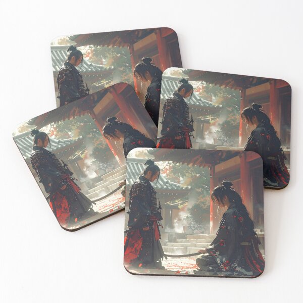 Item preview, “Under the Leaves of Fire – The Warrior’s Farewell” designed and sold by Schoenenwald — Art Japonais, Zen & Nature.