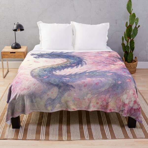 Item preview, Dragon Rising Through Cherry Blossom Storm – Japanese Watercolor Art designed and sold by ワフパズル.