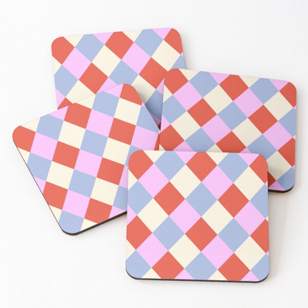 Item preview, Harlequin pattern red, pink and blue designed and sold by Aralma.