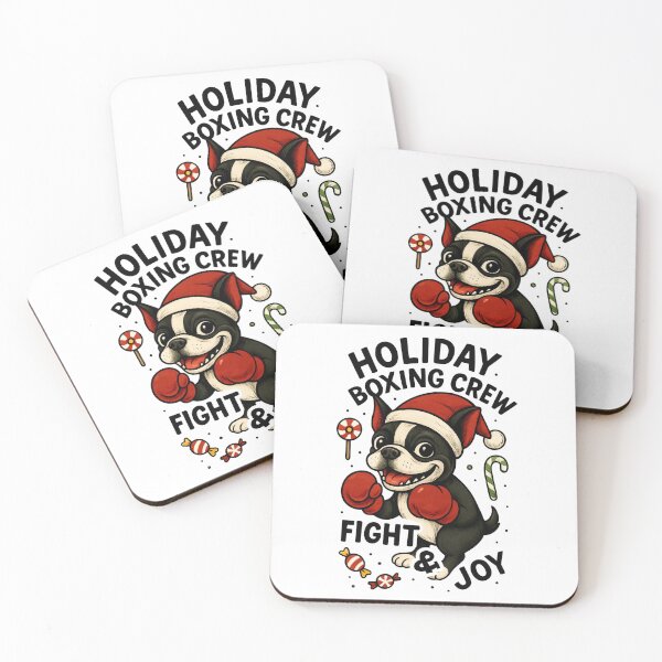 Item preview, Holiday Christmas Boxing Crew Boston Terrier Joy designed and sold by JerdbordinShop.