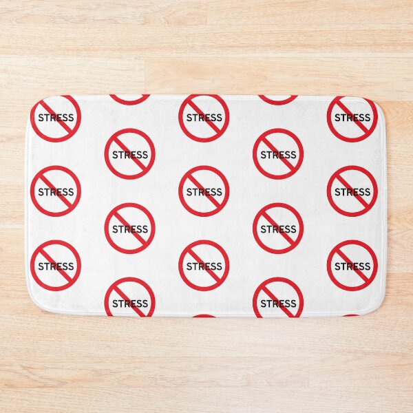 Item preview, No Stress – Minimalist Prohibition Sign with Text “STRESS” on White Background designed and sold by PixelVibe782.