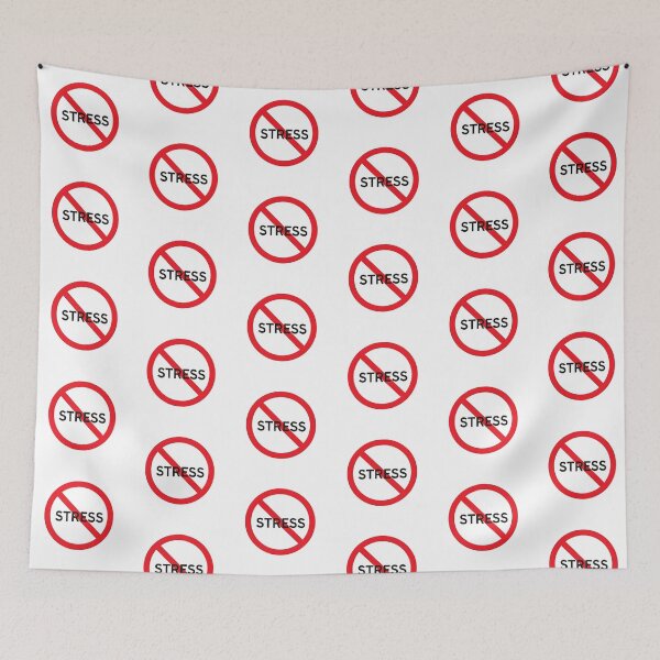 Item preview, No Stress – Minimalist Prohibition Sign with Text “STRESS” on White Background designed and sold by PixelVibe782.