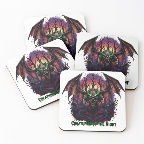 Item preview, CREATURES OF THE NIGHT Horror Demon with Bat Wings and Green Eyes designed and sold by NewYorkColours.
