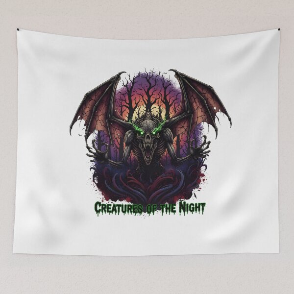 Item preview, CREATURES OF THE NIGHT Horror Demon with Bat Wings and Green Eyes designed and sold by NewYorkColours.