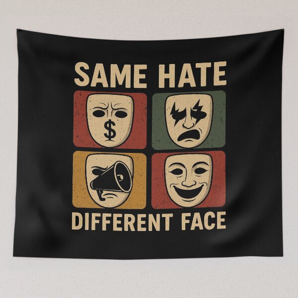 Item preview, Same Hate, Different Face – Vintage Anti-Hate Design T-Shirt designed and sold by TEEVO Pop Art .