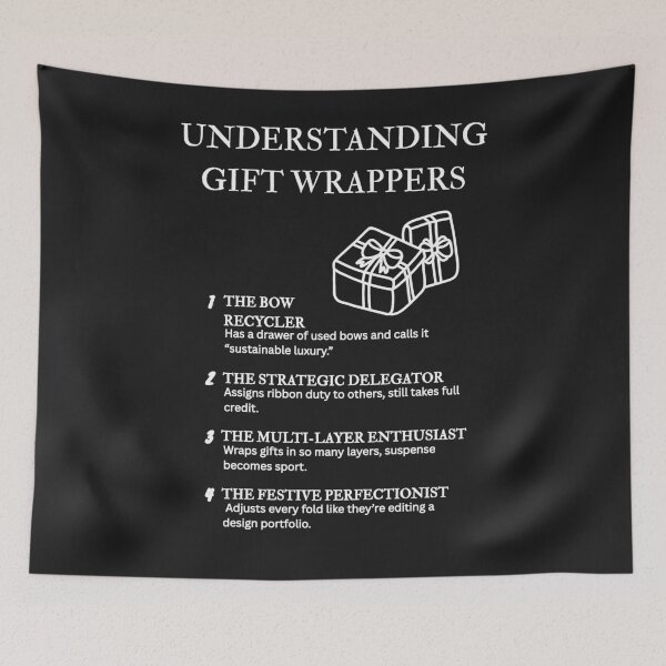 Item preview, Understanding Gift Wrappers – Relatable Christmas Wrapping Fun – Black designed and sold by PsyFlow35.