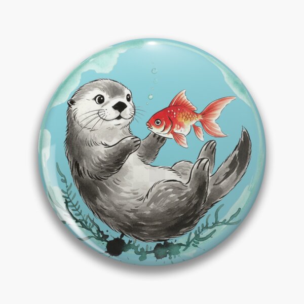 Item preview, Playful Otter & Fish | Traditional Chinese Ink Painting Art | Serene T-Shirt Design designed and sold by Amr Darwish Graphic designer.