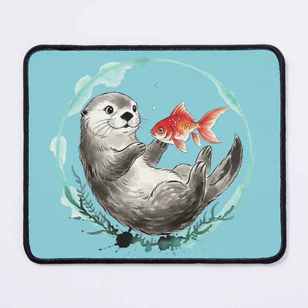 Item preview, Playful Otter & Fish | Traditional Chinese Ink Painting Art | Serene T-Shirt Design designed and sold by Amr Darwish Graphic designer.