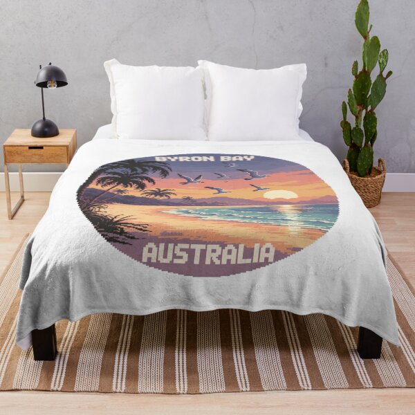 Item preview, Byron Bay Australia Pixel Sunset with Seagulls designed and sold by CircinusStore.