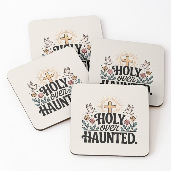 Item preview, Holy Over Haunted — Design #1 | Christian Anti-Halloween Art | Glowing Cross & Doves | Faith Over Fear Collection designed and sold by HeyokalivingPH.