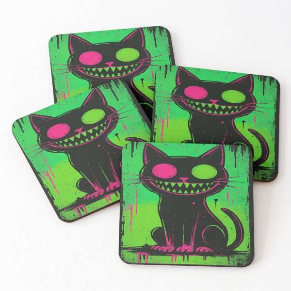 Item preview, Neon Nightmare Cat — Trippy Horror Pop Art with Toxic Y2K Energy designed and sold by POD DYNASTY | Original Print On Demand T-Shirt Graphics.