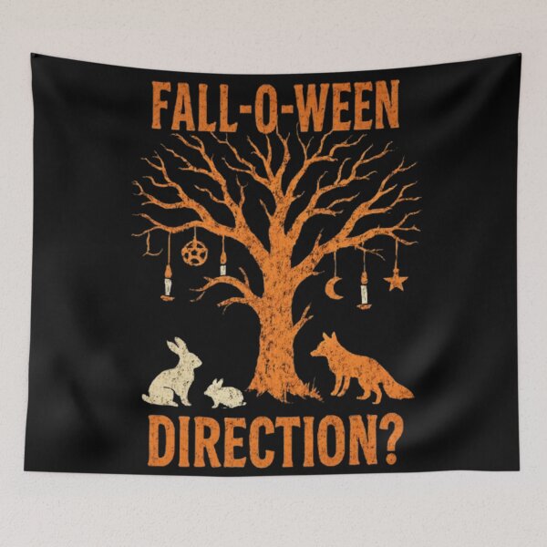 Item preview, FALL-O-WEEN Direction? Vintage Halloween Tree and Animals Design designed and sold by Syrupulse.