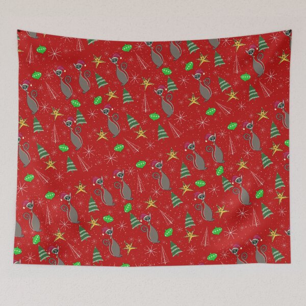 Item preview, CHRISTMAS PATTERN SPHINX CAT CARTOON MIDCENTURY designed and sold by Jagil_art.