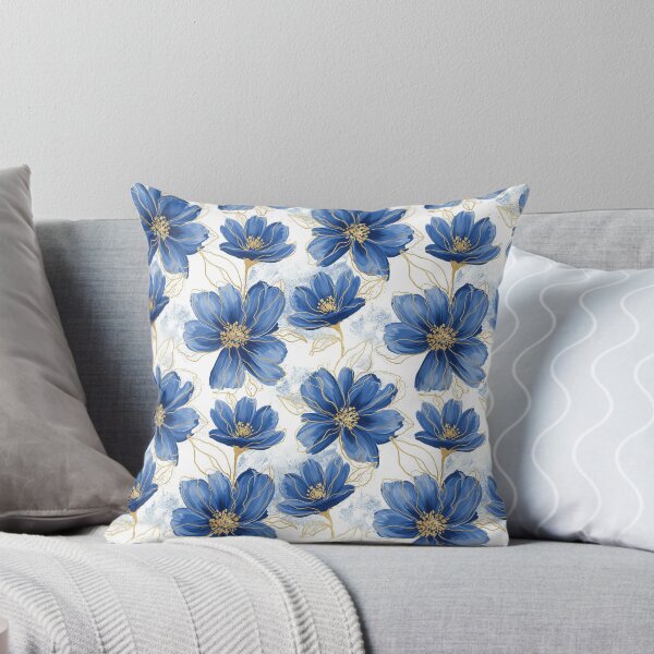 Item preview, Blue Floral and Gold lines designed and sold by AnnArtshock.