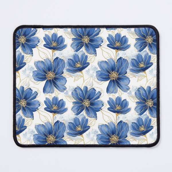 Item preview, Blue Floral and Gold lines designed and sold by AnnArtshock.