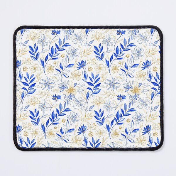 Item preview, Elegant Blue Floral Pattern with Gold Accents designed and sold by AnnArtshock.