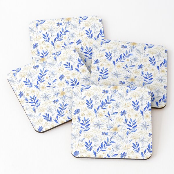 Item preview, Elegant Blue Floral Pattern with Gold Accents designed and sold by AnnArtshock.