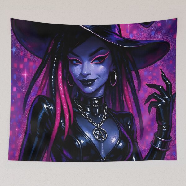 Item preview, Y2K Cyber Goth Witch Halloween Art designed and sold by AI-Only Creations.