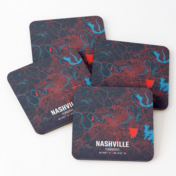Item preview, Nashville Red & Blue Minimalist Map designed and sold by HomeLivingCo.