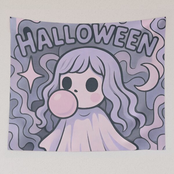 Item preview, Bubblegum Ghost Pastel Kawaii Halloween Art designed and sold by AI-Only Creations.