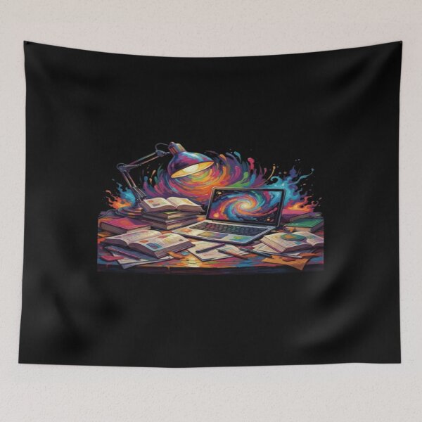 Item preview, Colorful Study Universe – Vibrant Desk, Books & Laptop Digital Art" designed and sold by FunkyPatakha.
