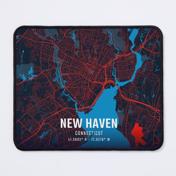 Item preview, New Haven Red & Blue Minimalist Map designed and sold by HomeLivingCo.