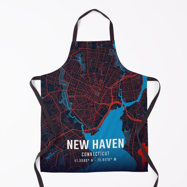 Item preview, New Haven Red & Blue Minimalist Map designed and sold by HomeLivingCo.