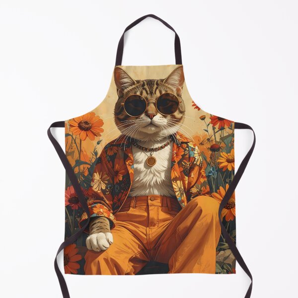 Item preview, Hipster Cat in Bell-Bottoms and Sunglasses Among Sunflowers designed and sold by takeng07.