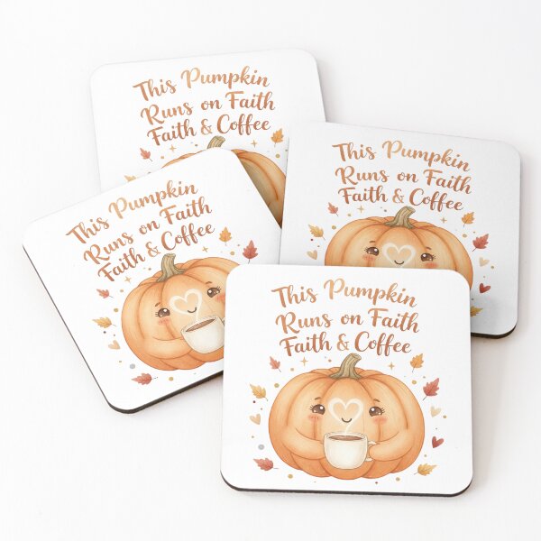 Item preview, This Pumpkin Runs on Faith & Coffee | Cute Christian Fall Design designed and sold by Bohospiritart.