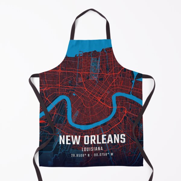 Item preview, New Orleans Red & Blue Minimalist Map designed and sold by HomeLivingCo.