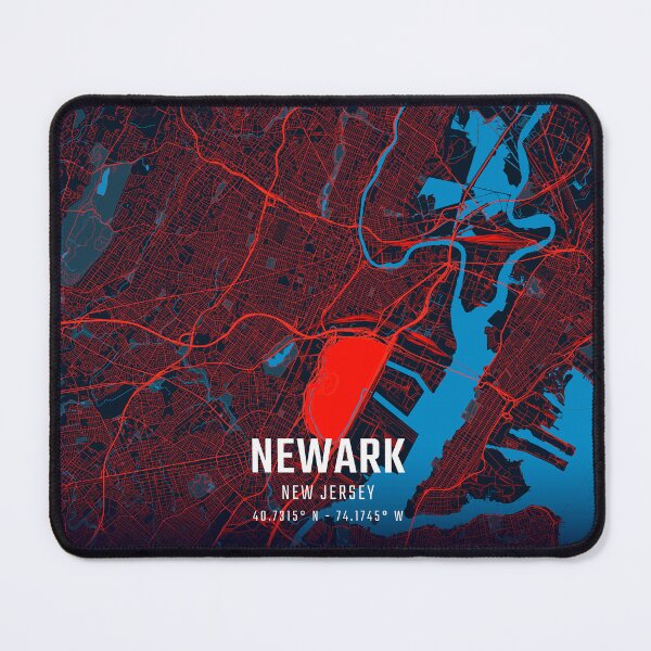 Item preview, Newark Red & Blue Minimalist Map designed and sold by HomeLivingCo.