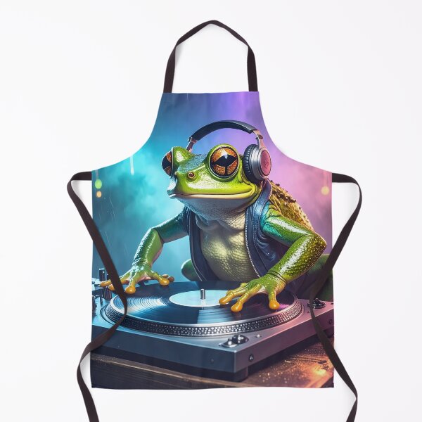 Item preview, Funky Frog DJ Spinning Turntable under Neon Lights Vibe designed and sold by takeng07.
