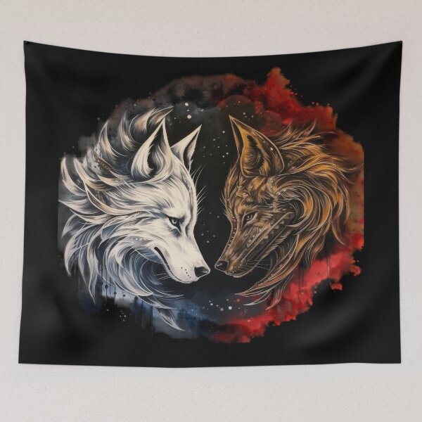 Item preview, Celestial Wolves - Cosmic Duel of Light and Fire designed and sold by Daagath.