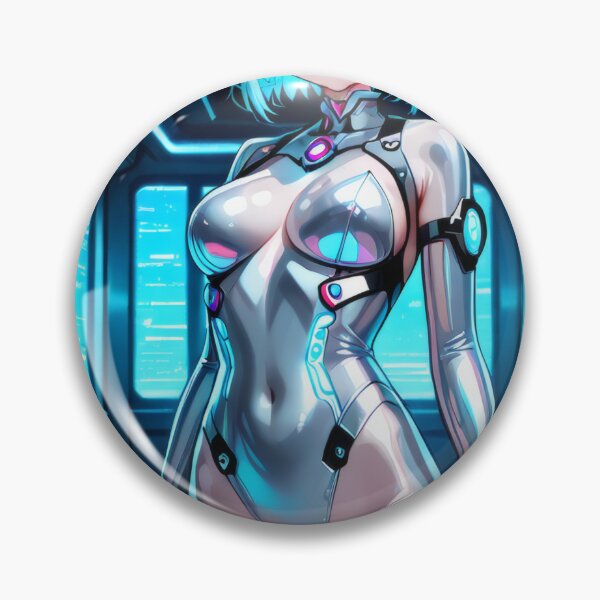 Item preview, A sleek cyber anime woman glowing in neon hues designed and sold by AIArtAnime.